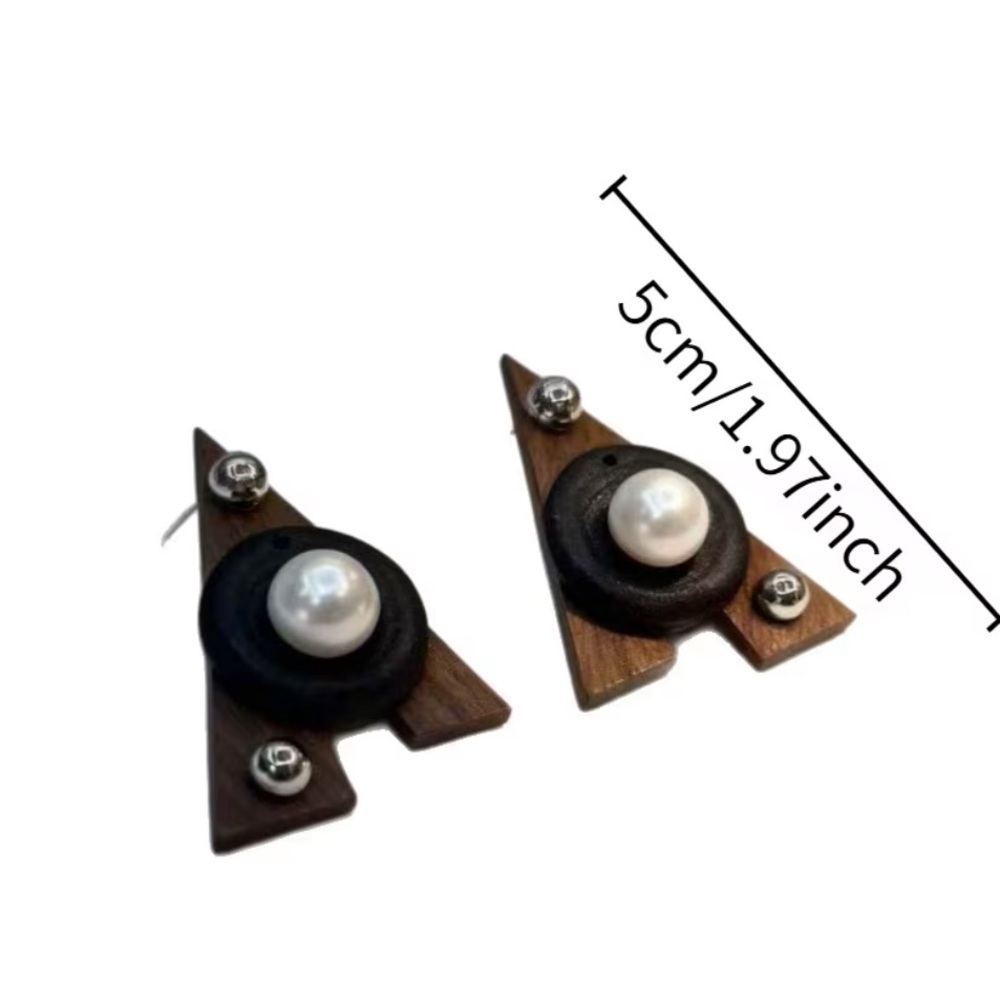 Retro Elegant Black and Silver Geometric Earrings - Picture 4 of 4